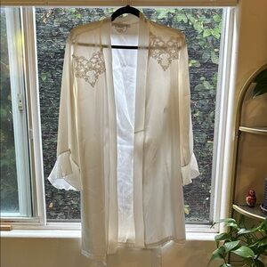 Sheer Ivory Embroidered Robe - Women's Intimates & Sleepwear